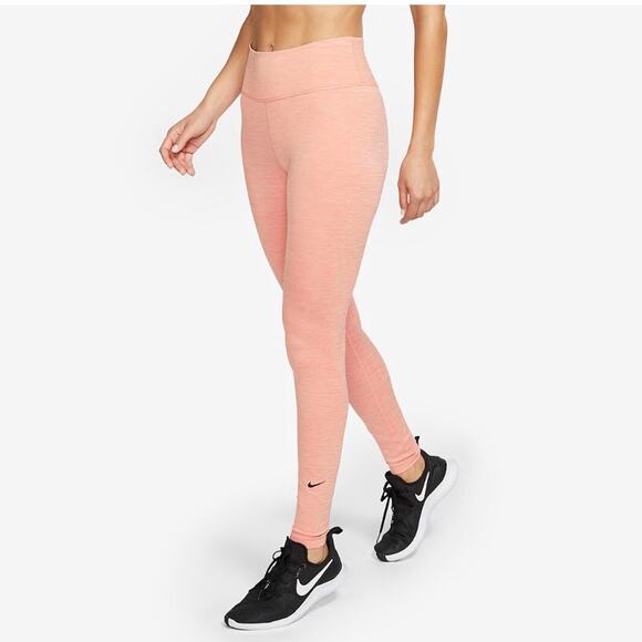 Nike The Nike One Tight Fit Leggings Peach Dri Fit Mid Rise Gym Running Size S - Picture 1 of 13